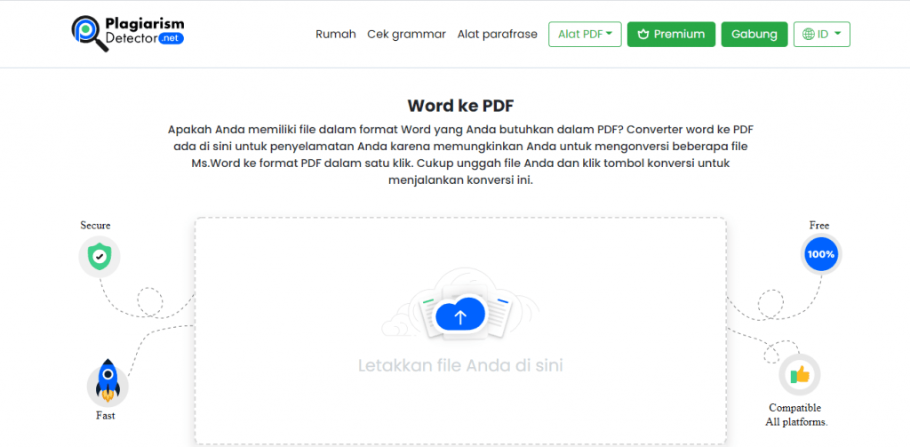 Plagiarismdetector.net "Convert Word ke PDF"