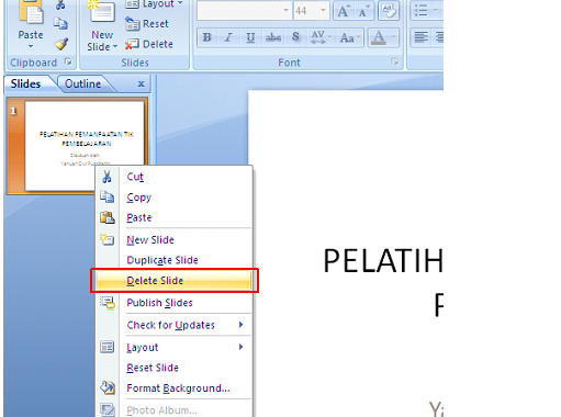 menghapus slide, Cara Menambah, Menghapus, dan Menduplikasi Slide Presentasi