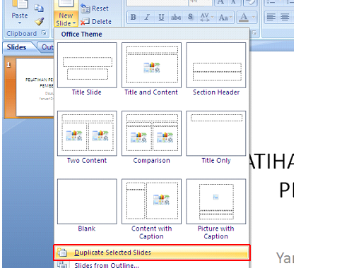 duplikasi slide, Cara Menambah, Menghapus, dan Menduplikasi Slide Presentasi