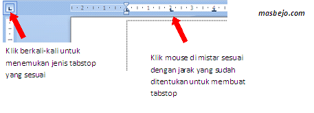 cara meletakkan tab stop